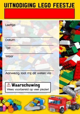 LEGO uitnodiging kinderfeestje algemeen